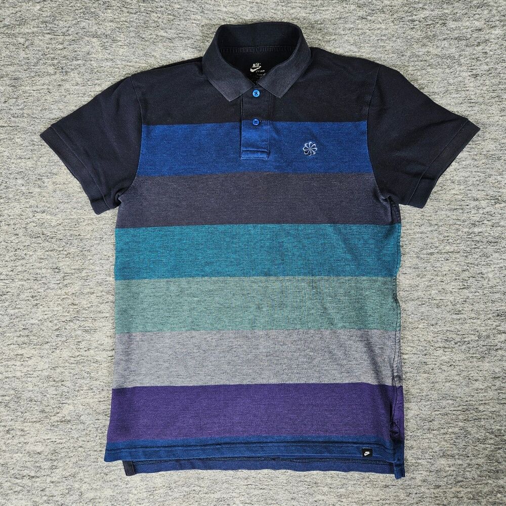Nike Grand Slam Pinwheel Colorblock Striped Polo 376781-405 Men's Medium Golf
